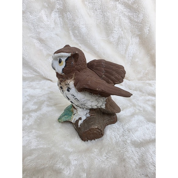 Vintage Homeco Ceramic Owl Figurine Perched on Branch Hand Painted Home Decor - Picture 4 of 9